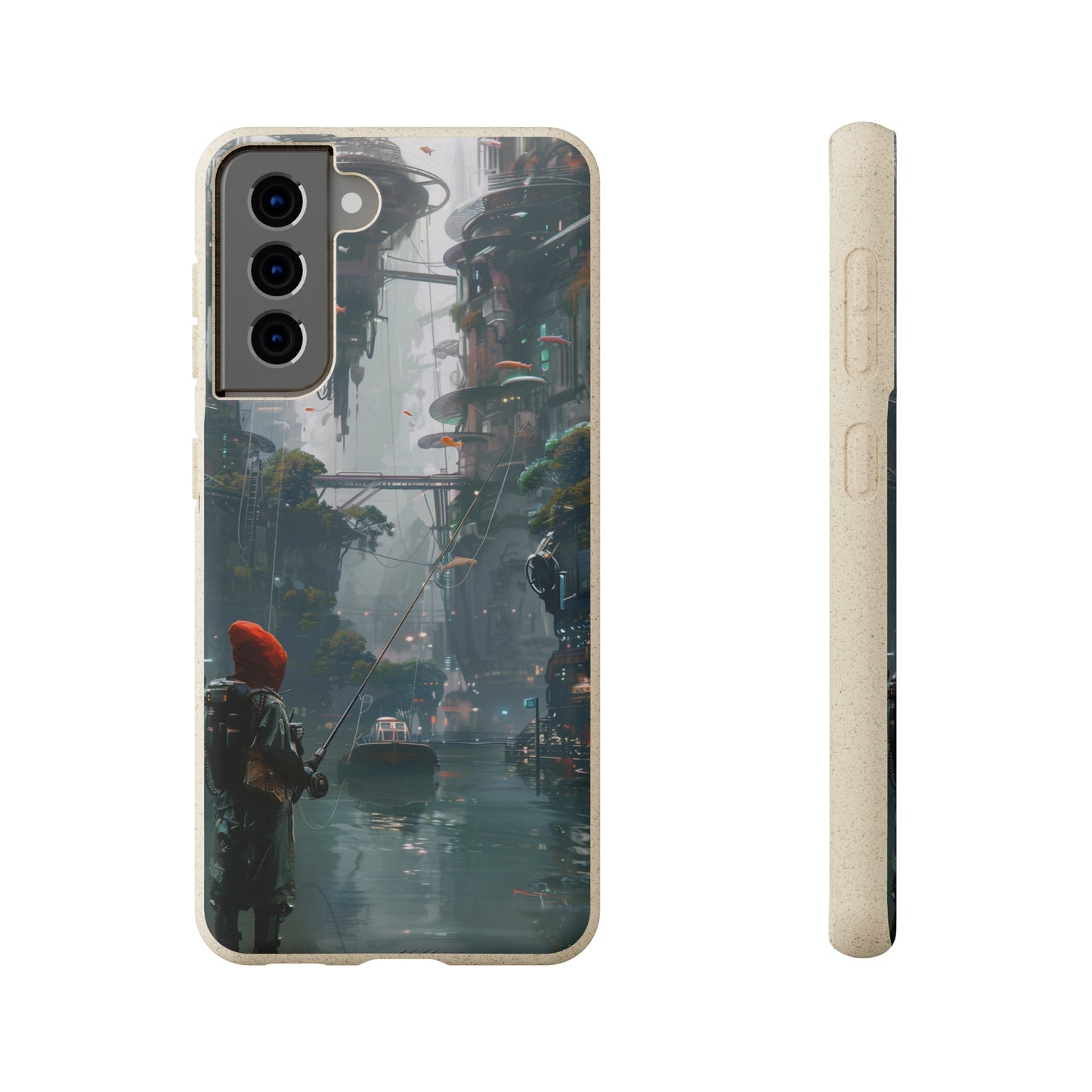 Cyberpunk style man fishing Biodegradable Phone Case | iPhone / Samsung