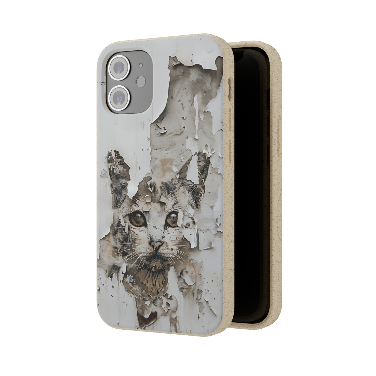 Vhils inspired Cat grafitti Biodegradable Phone Case | iPhone / Samsung