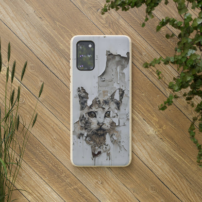 Vhils inspired Cat grafitti Biodegradable Phone Case | iPhone / Samsung