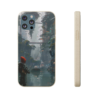 Cyberpunk style man fishing Biodegradable Phone Case | iPhone / Samsung