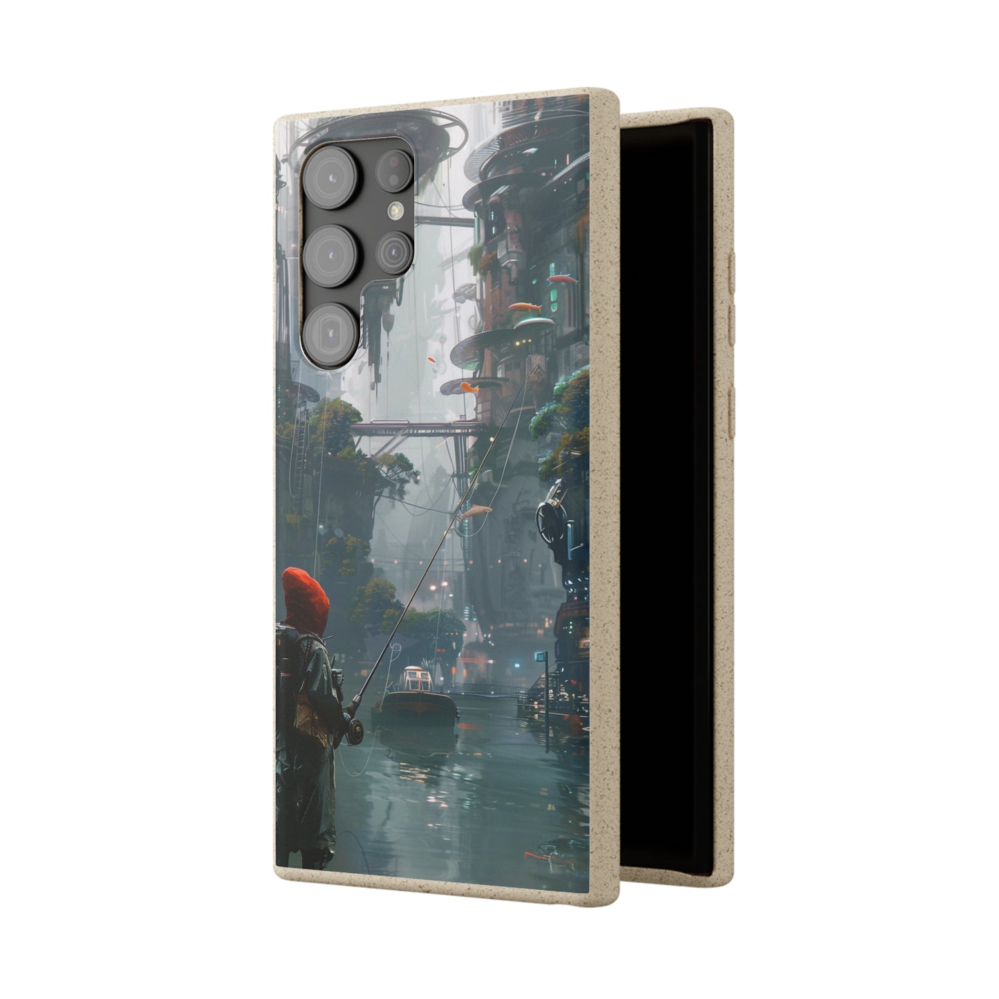 Cyberpunk style man fishing Biodegradable Phone Case | iPhone / Samsung