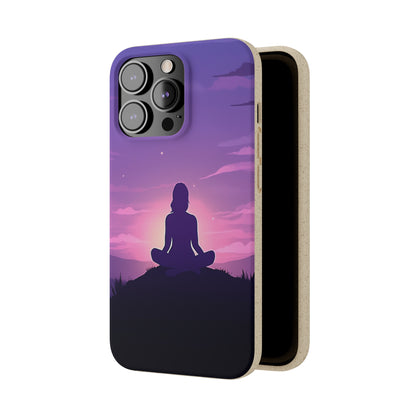 Yoga pose at Sunset lilac Biodegradable Phone Case | iPhone / Samsung