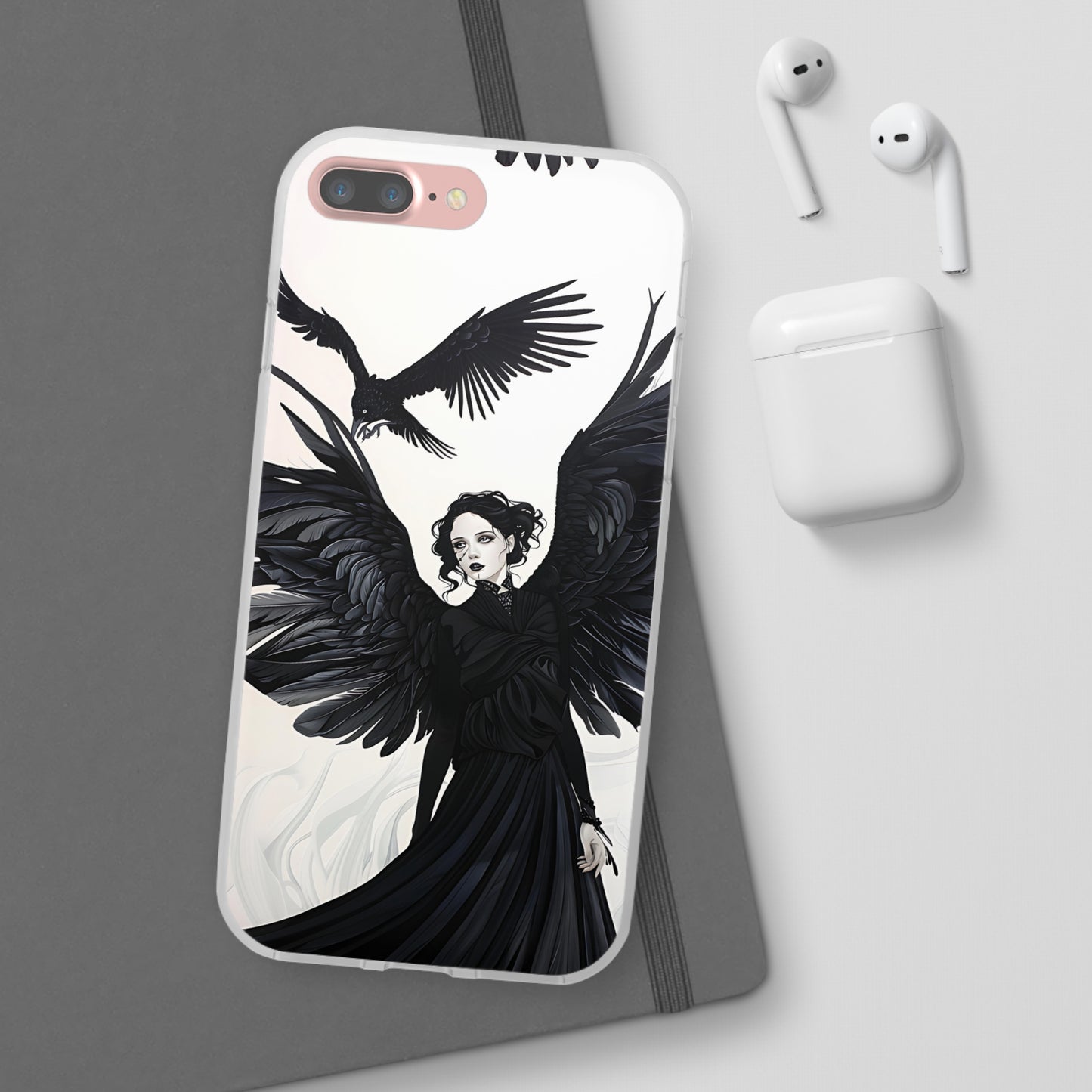 Gothic Woman and Raven Phone Case