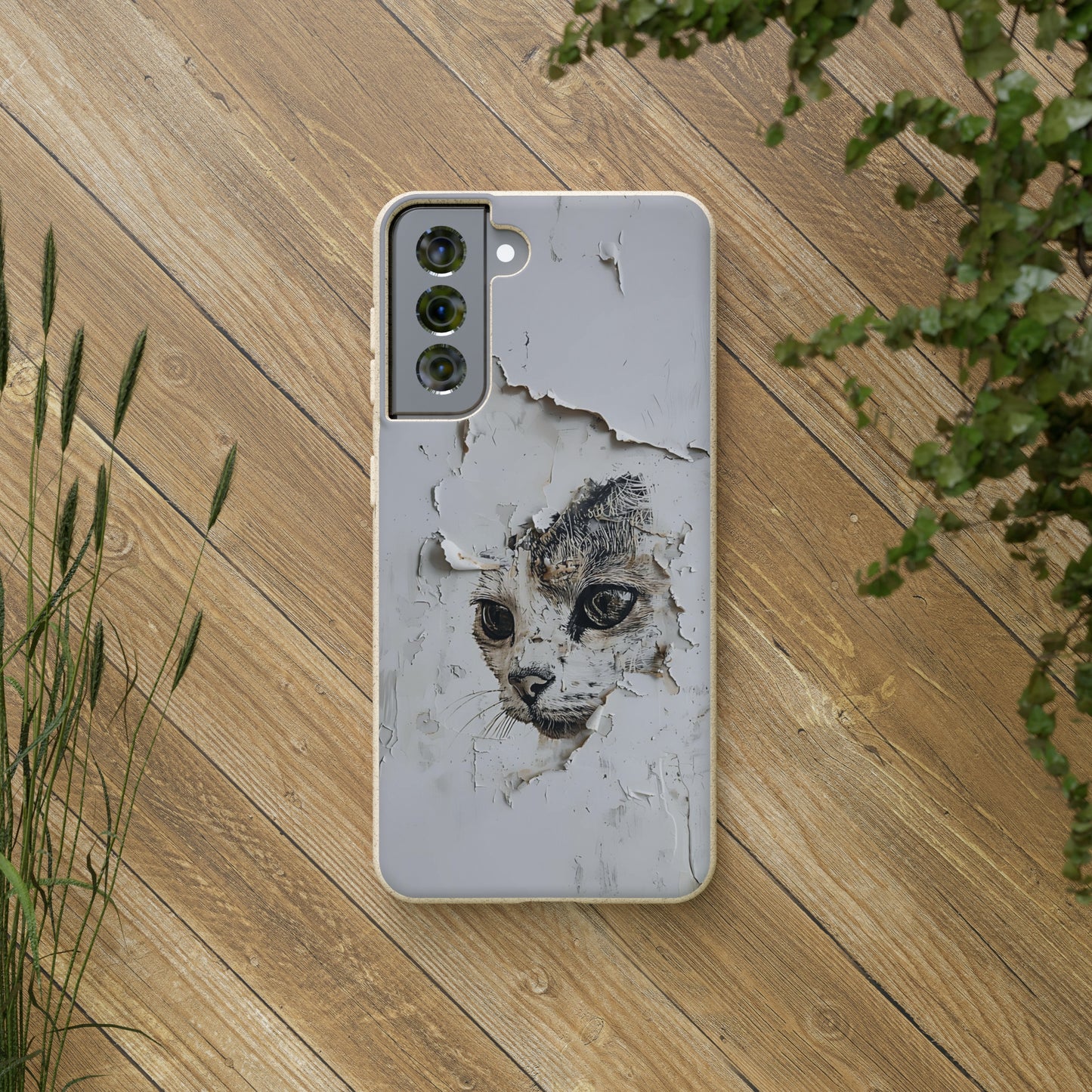 Vhils inspired Cat grafitti Biodegradable Phone Case | iPhone / Samsung