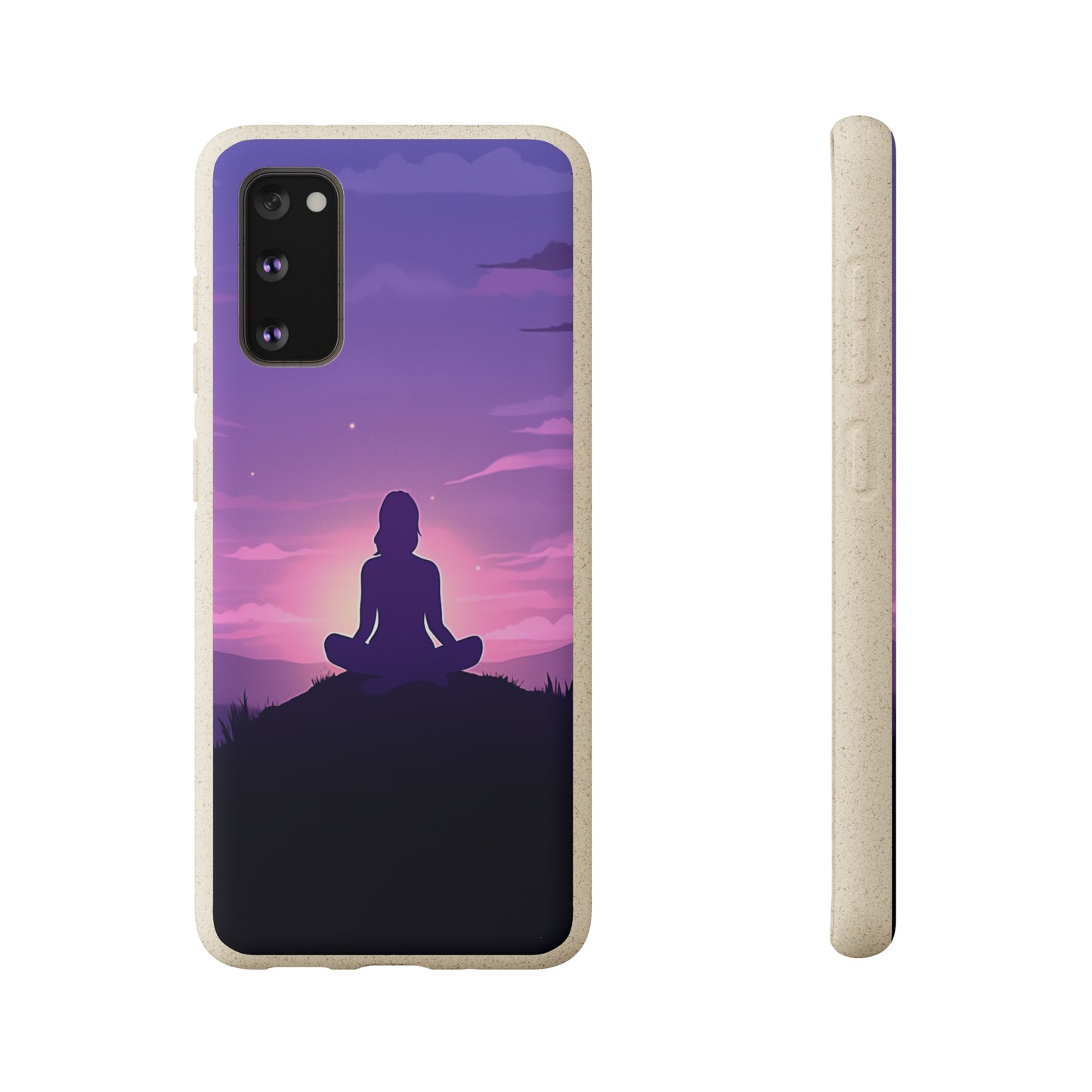 Yoga pose at Sunset lilac Biodegradable Phone Case | iPhone / Samsung