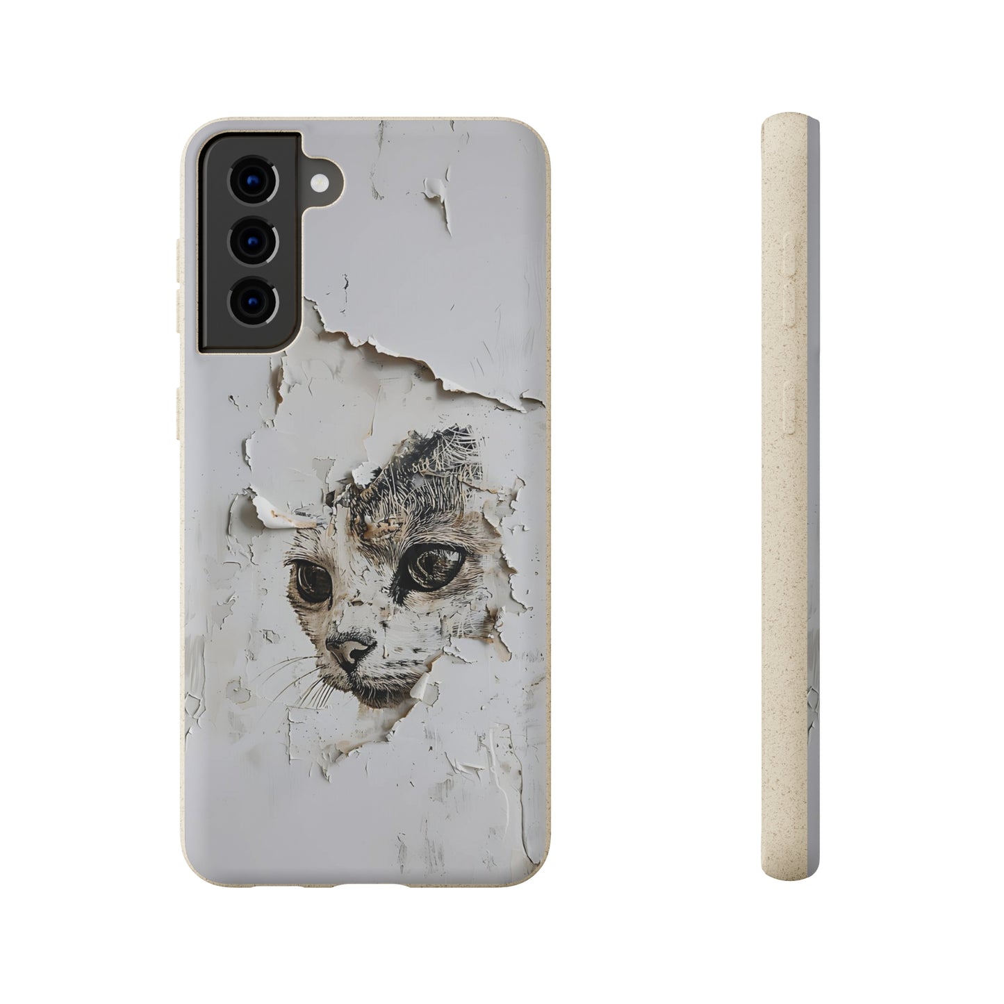 Vhils inspired Cat grafitti Biodegradable Phone Case | iPhone / Samsung