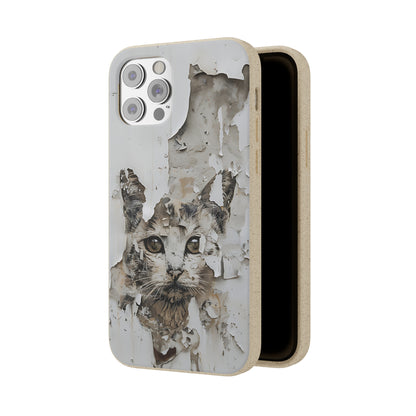 Vhils inspired Cat grafitti Biodegradable Phone Case | iPhone / Samsung