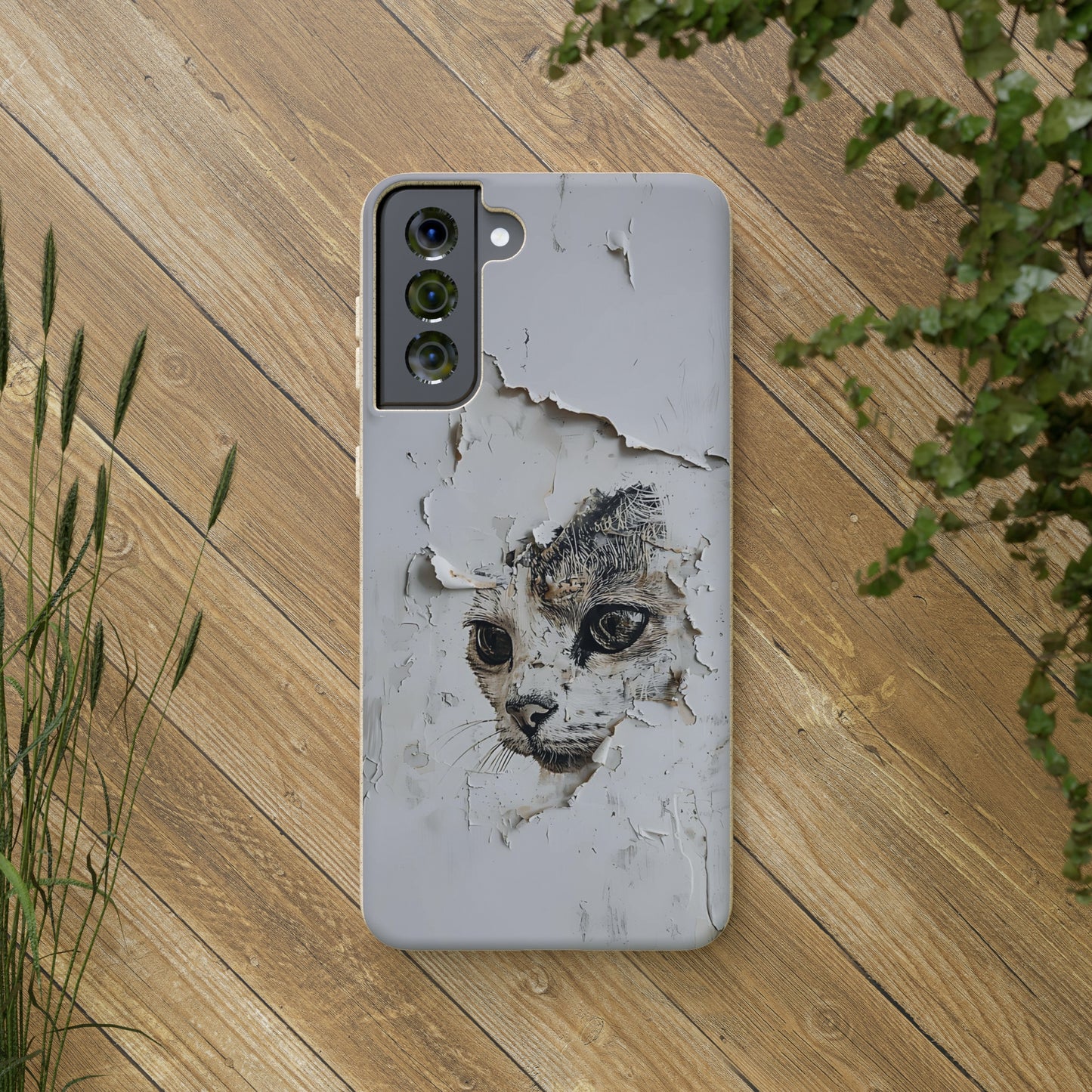 Vhils inspired Cat grafitti Biodegradable Phone Case | iPhone / Samsung