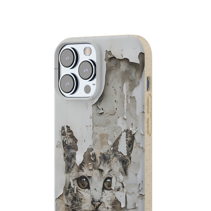 Vhils inspired Cat grafitti Biodegradable Phone Case | iPhone / Samsung