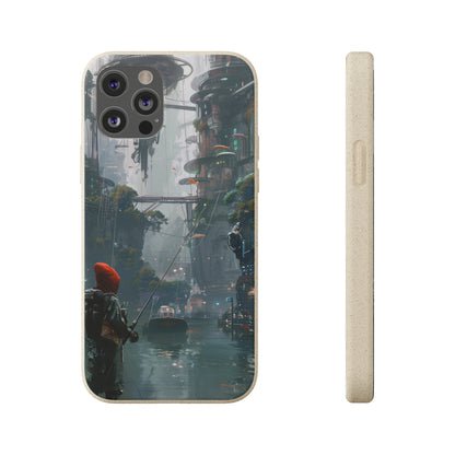 Cyberpunk style man fishing Biodegradable Phone Case | iPhone / Samsung