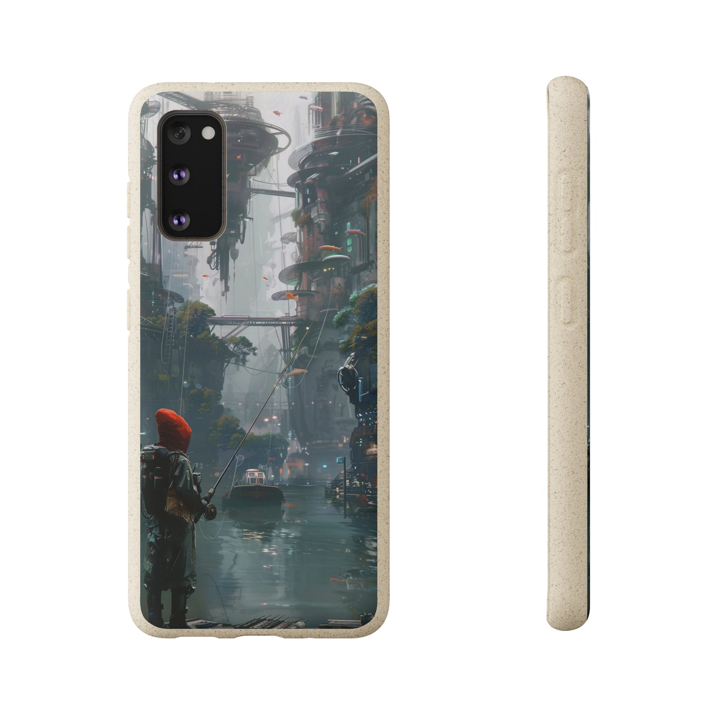 Cyberpunk style man fishing Biodegradable Phone Case | iPhone / Samsung