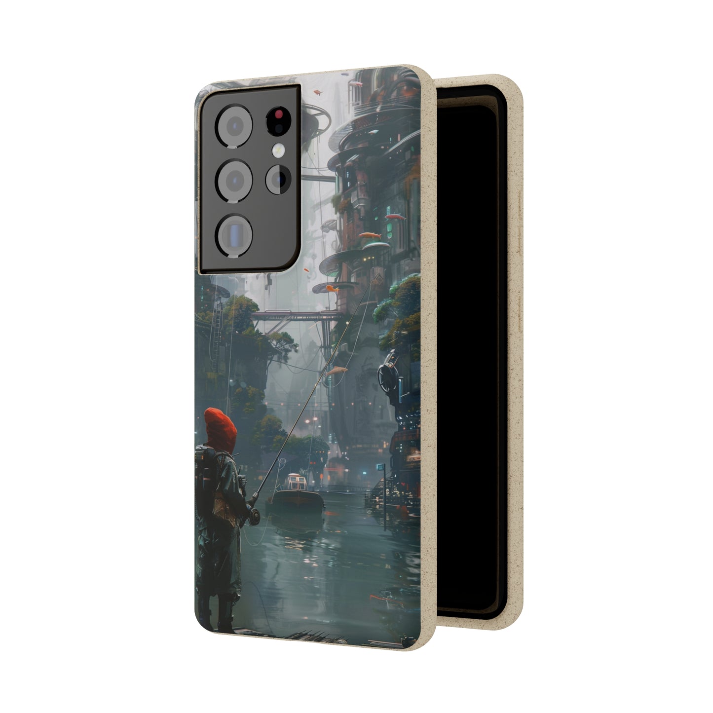 Cyberpunk style man fishing Biodegradable Phone Case | iPhone / Samsung