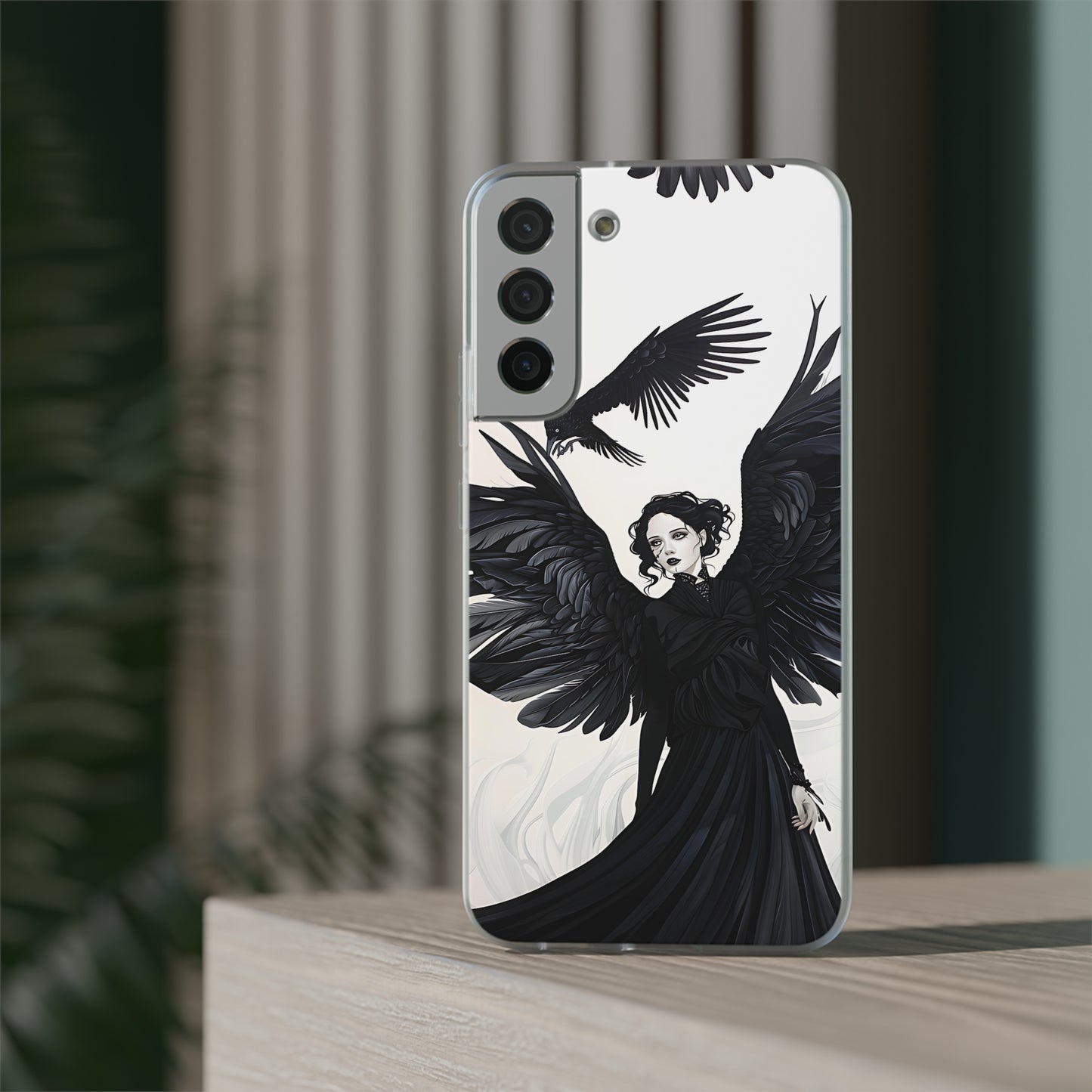 Gothic Woman and Raven Phone Case