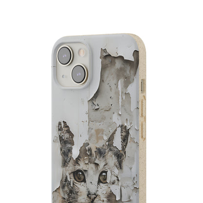 Vhils inspired Cat grafitti Biodegradable Phone Case | iPhone / Samsung