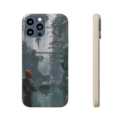 Cyberpunk style man fishing Biodegradable Phone Case | iPhone / Samsung