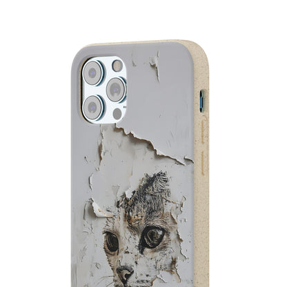 Vhils inspired Cat grafitti Biodegradable Phone Case | iPhone / Samsung