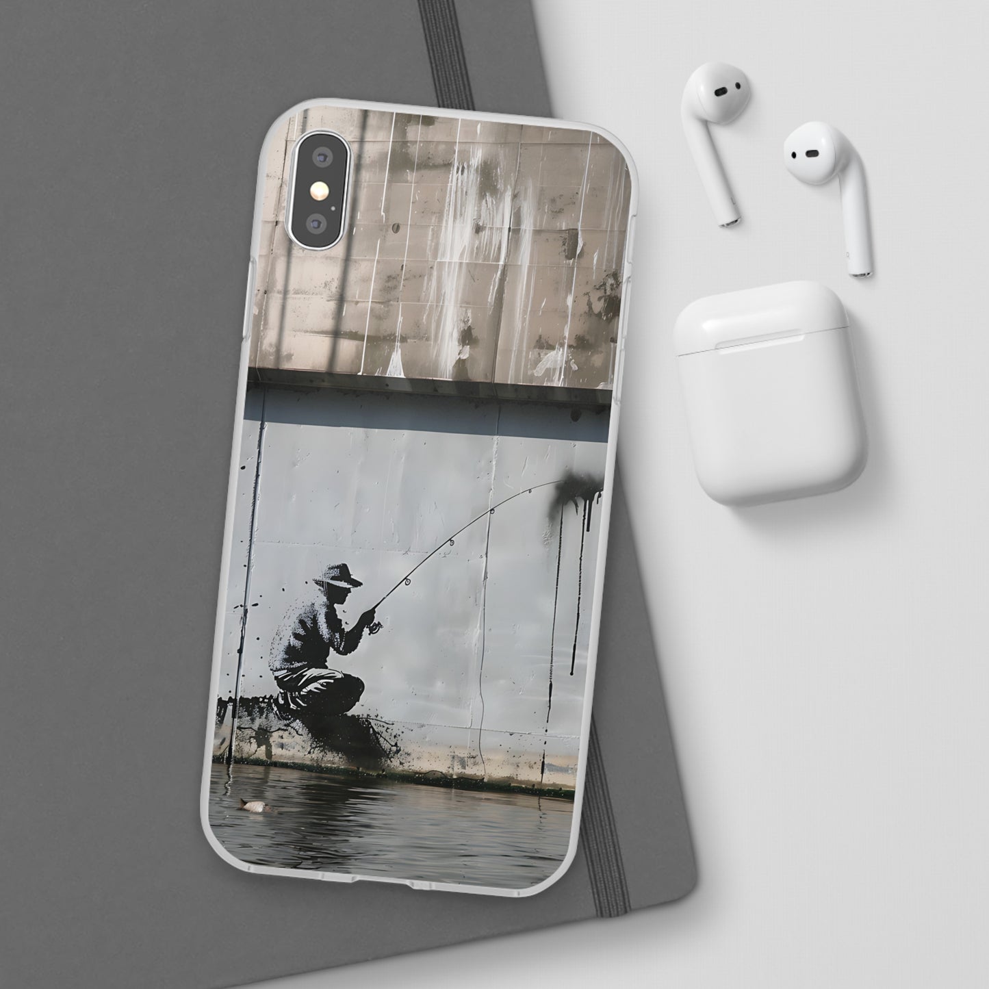 Banksy inspired man fishing | iPhone/Samsung | Slimline Phone Case