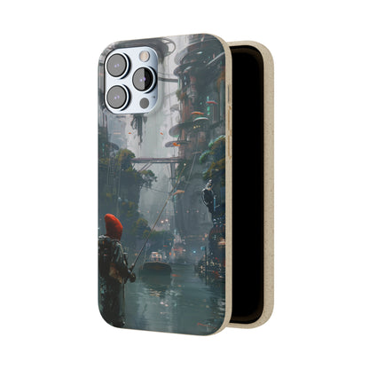 Cyberpunk style man fishing Biodegradable Phone Case | iPhone / Samsung