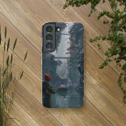 Cyberpunk style man fishing Biodegradable Phone Case | iPhone / Samsung