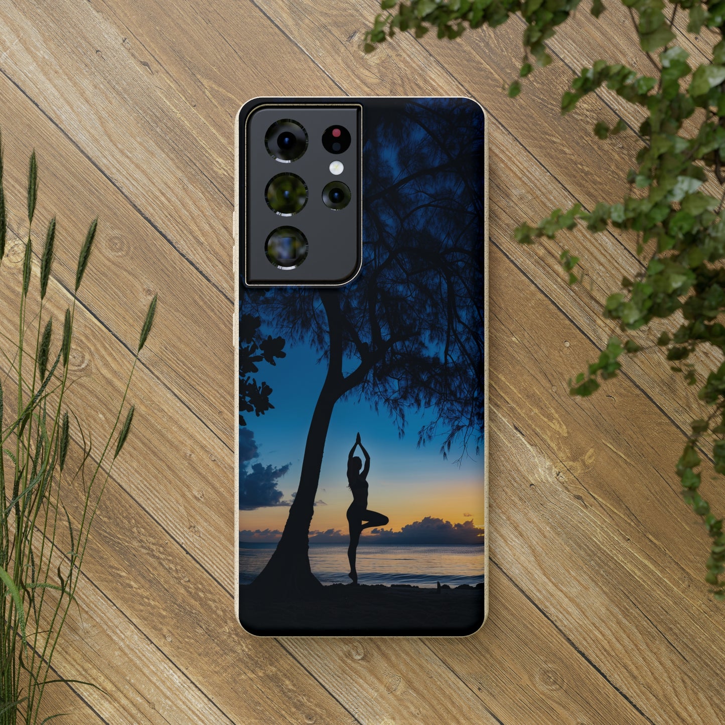 Yoga pose at Sunset on the beach Biodegradable Phone Case | iPhone / Samsung