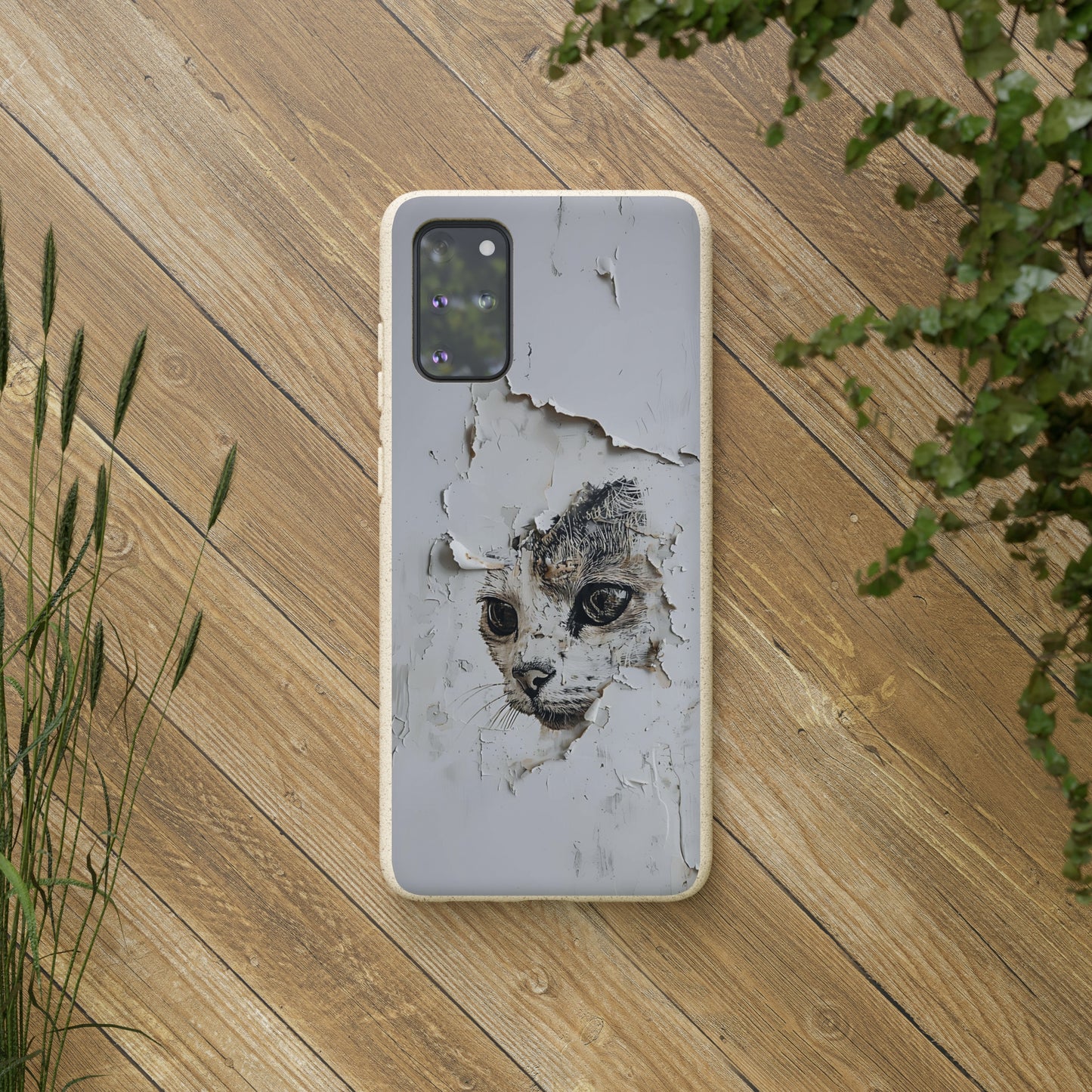 Vhils inspired Cat grafitti Biodegradable Phone Case | iPhone / Samsung