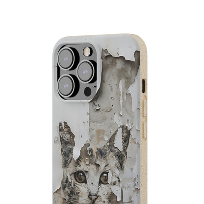 Vhils inspired Cat grafitti Biodegradable Phone Case | iPhone / Samsung