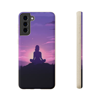 Yoga pose at Sunset lilac Biodegradable Phone Case | iPhone / Samsung