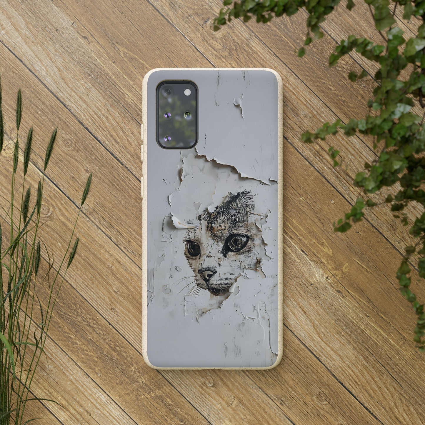 Vhils inspired Cat grafitti Biodegradable Phone Case | iPhone / Samsung