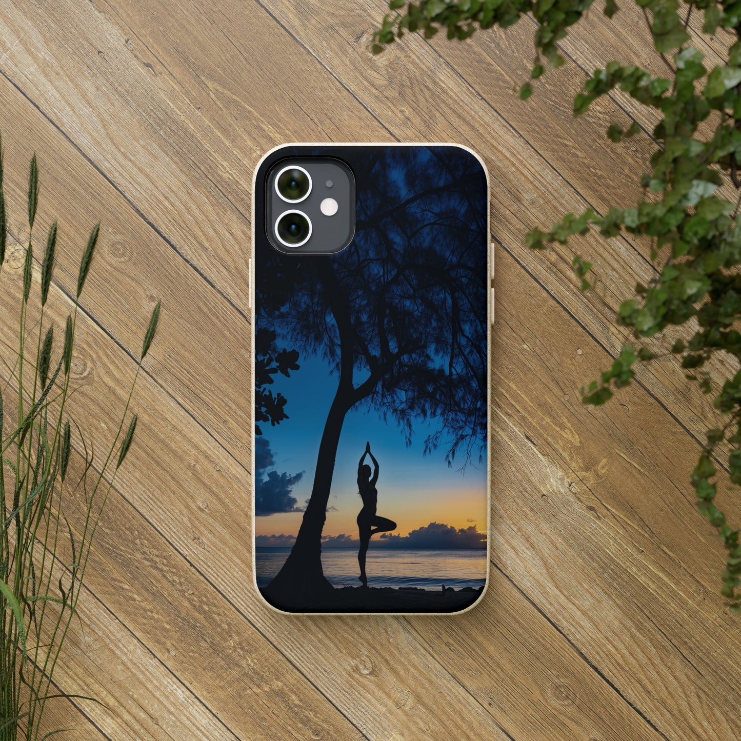 Yoga pose at Sunset on the beach Biodegradable Phone Case | iPhone / Samsung