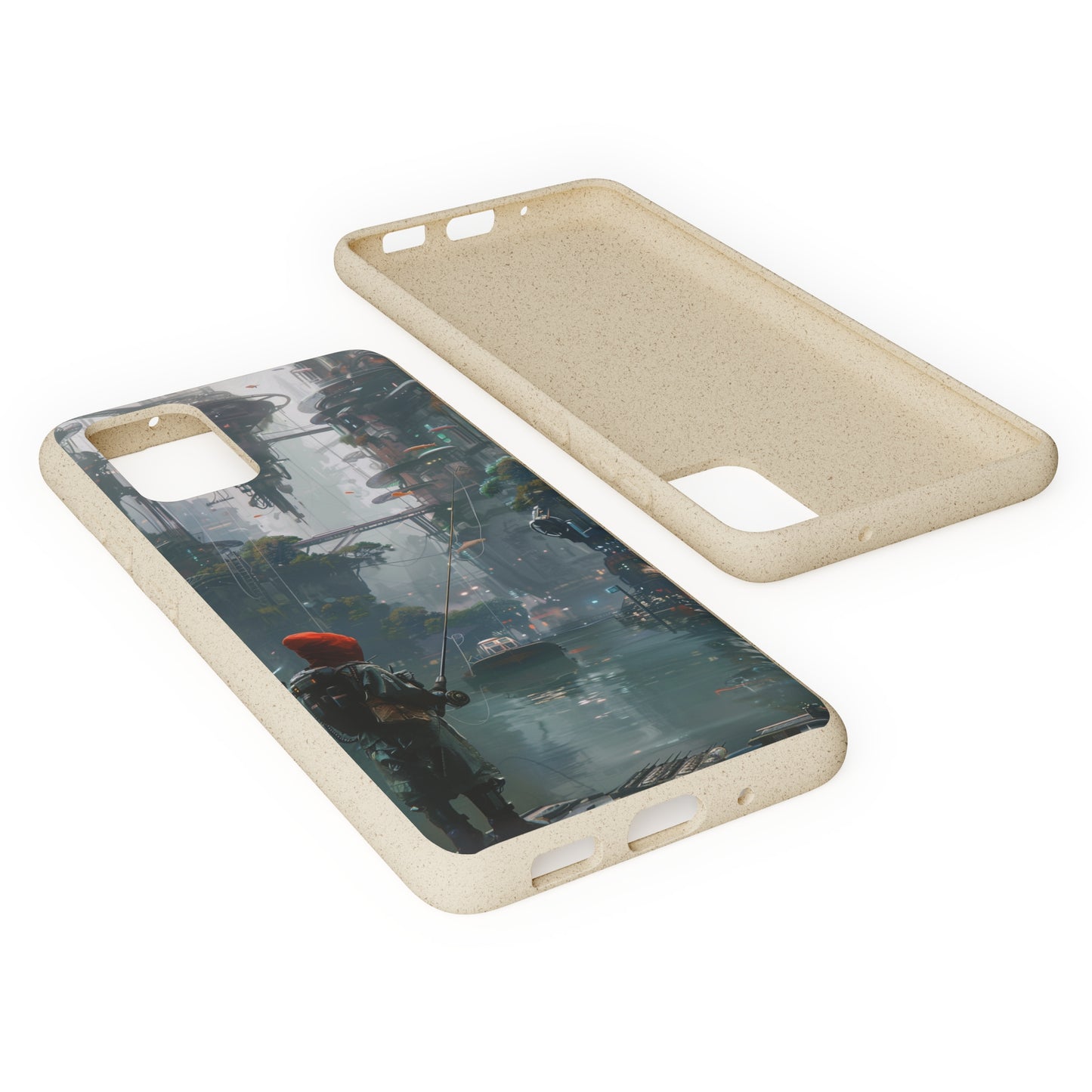 Cyberpunk style man fishing Biodegradable Phone Case | iPhone / Samsung