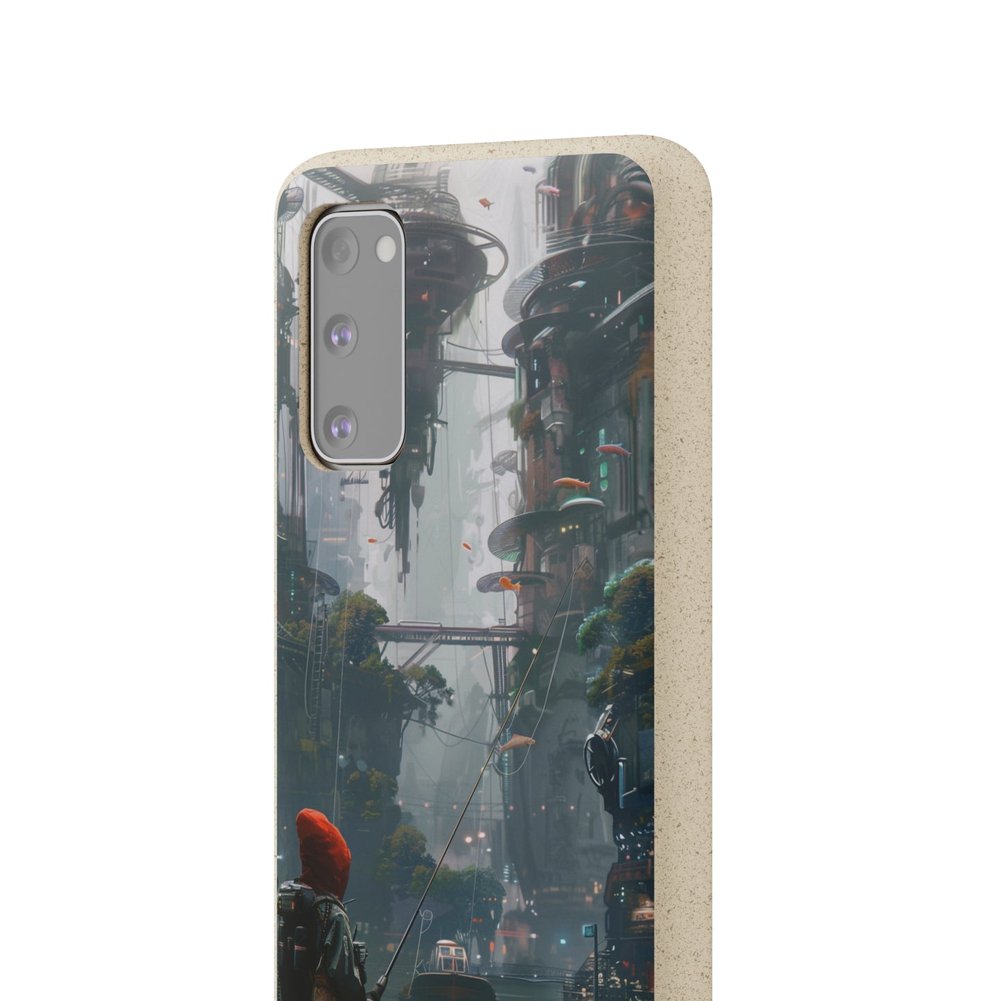 Cyberpunk style man fishing Biodegradable Phone Case | iPhone / Samsung