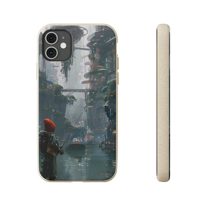 Cyberpunk style man fishing Biodegradable Phone Case | iPhone / Samsung