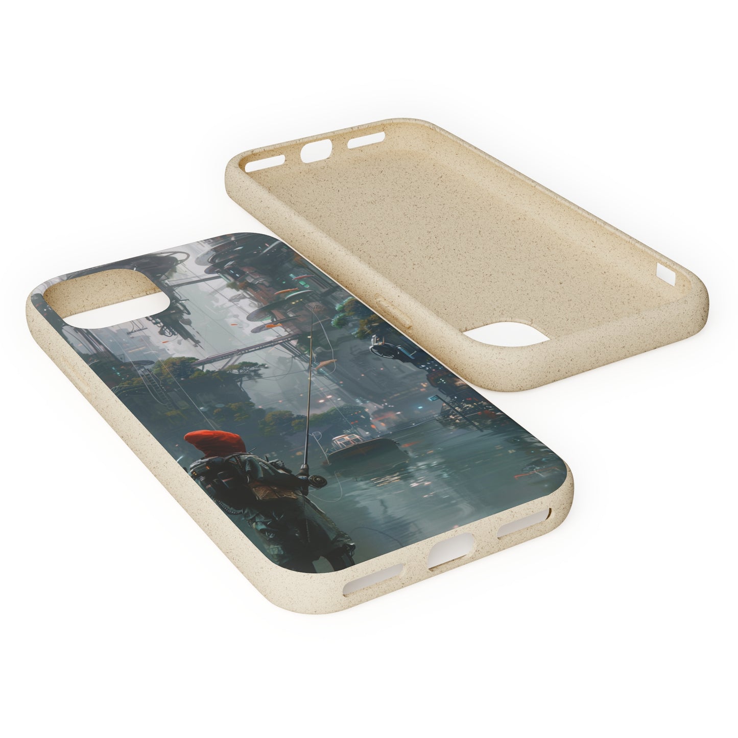 Cyberpunk style man fishing Biodegradable Phone Case | iPhone / Samsung