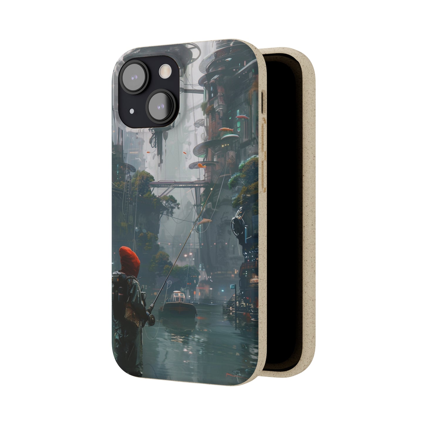 Cyberpunk style man fishing Biodegradable Phone Case | iPhone / Samsung