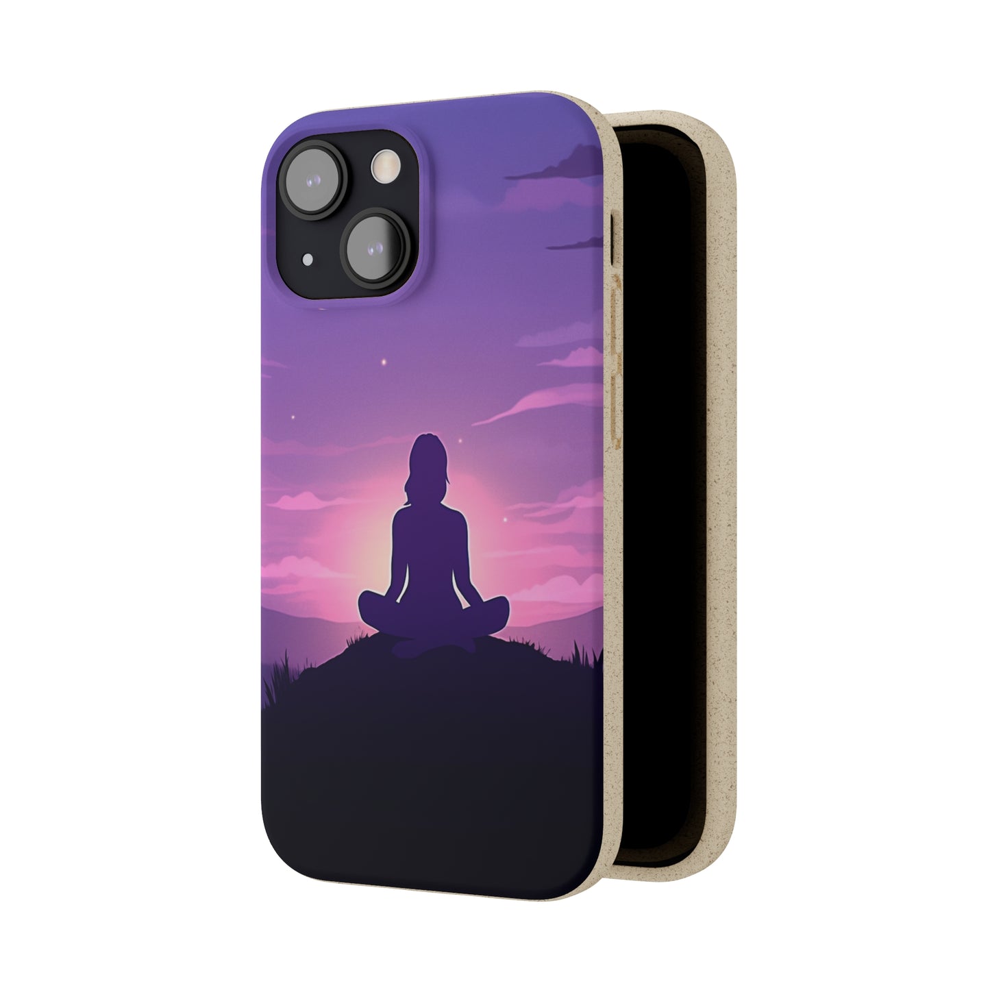 Yoga pose at Sunset lilac Biodegradable Phone Case | iPhone / Samsung