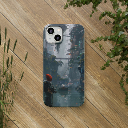 Cyberpunk style man fishing Biodegradable Phone Case | iPhone / Samsung