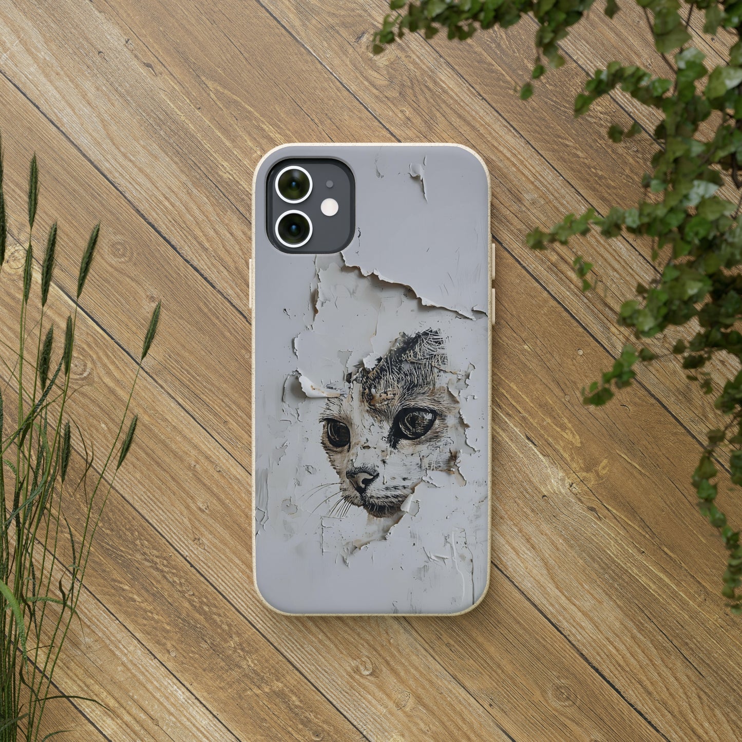 Vhils inspired Cat grafitti Biodegradable Phone Case | iPhone / Samsung