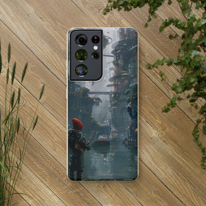 Cyberpunk style man fishing Biodegradable Phone Case | iPhone / Samsung