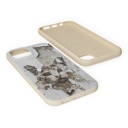 Vhils inspired Cat grafitti Biodegradable Phone Case | iPhone / Samsung