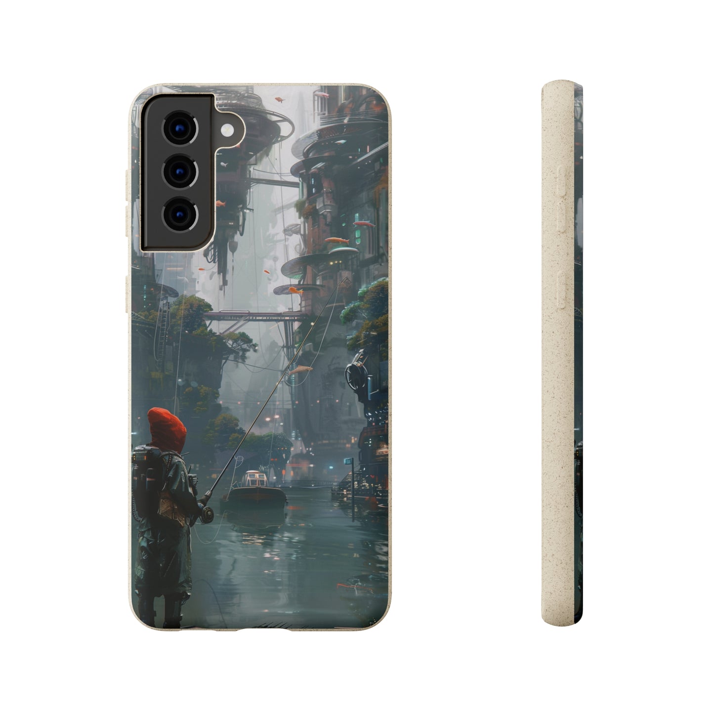 Cyberpunk style man fishing Biodegradable Phone Case | iPhone / Samsung