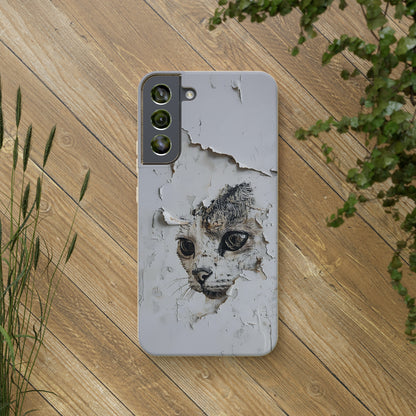 Vhils inspired Cat grafitti Biodegradable Phone Case | iPhone / Samsung