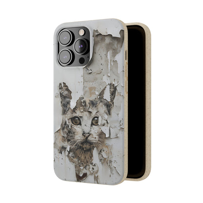 Vhils inspired Cat grafitti Biodegradable Phone Case | iPhone / Samsung