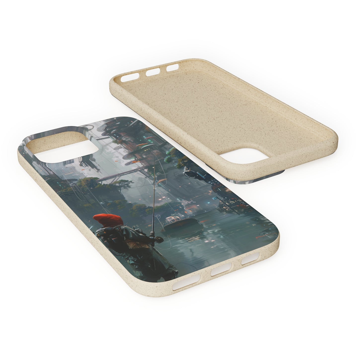 Cyberpunk style man fishing Biodegradable Phone Case | iPhone / Samsung