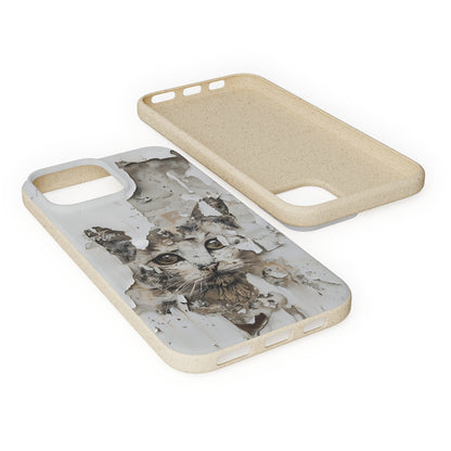 Vhils inspired Cat grafitti Biodegradable Phone Case | iPhone / Samsung