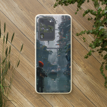 Cyberpunk style man fishing Biodegradable Phone Case | iPhone / Samsung