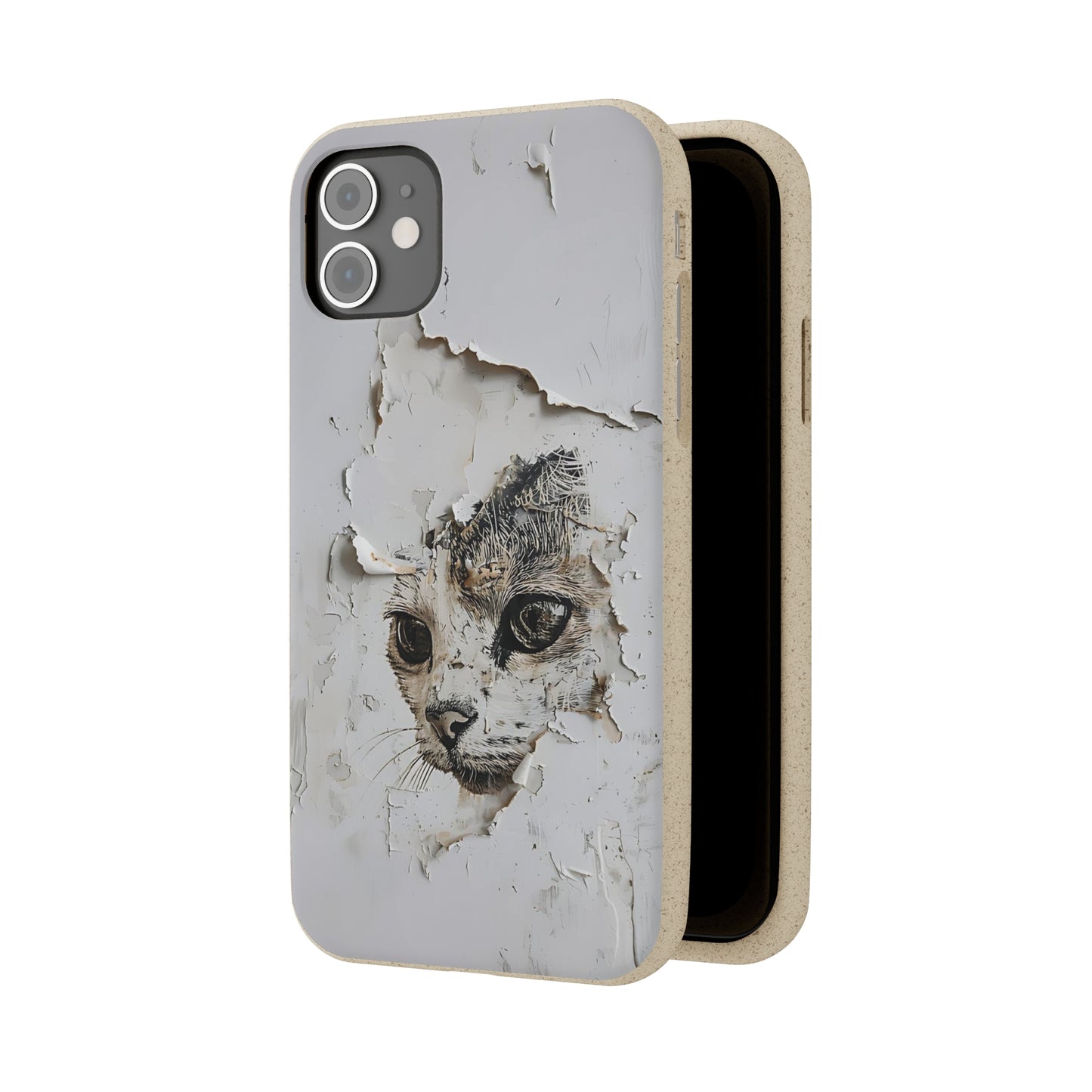 Vhils inspired Cat grafitti Biodegradable Phone Case | iPhone / Samsung