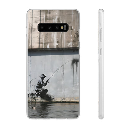 Banksy inspired man fishing | iPhone/Samsung | Slimline Phone Case