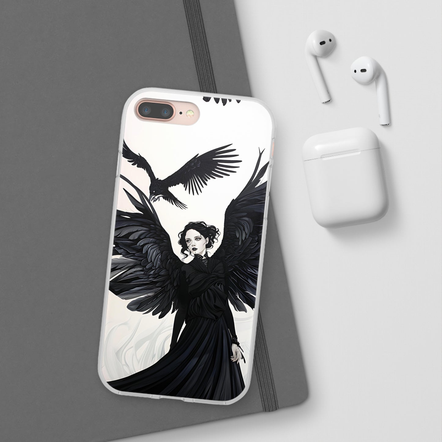 Gothic Woman and Raven Phone Case