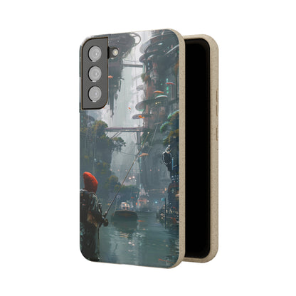 Cyberpunk style man fishing Biodegradable Phone Case | iPhone / Samsung