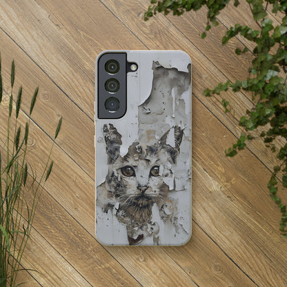 Vhils inspired Cat grafitti Biodegradable Phone Case | iPhone / Samsung